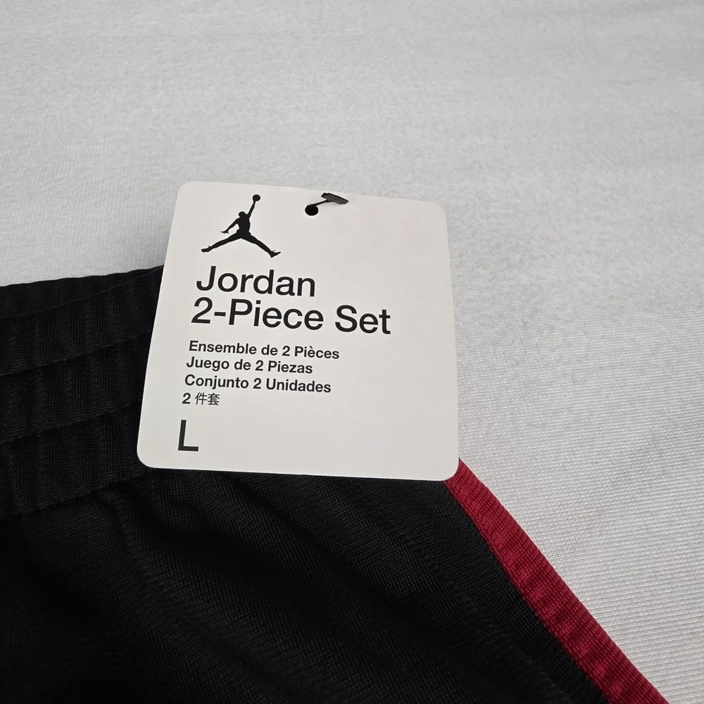 Nike Air Jordan Boys 2-Piece Tracksuit Jacket Pants Set Black Red Jumpman Large